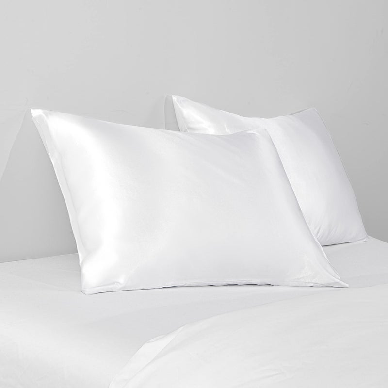 BEDSUM 2 Pack Standard Silk Satin Pillowcases for Hair and Skin, Silky Soft and Luxurious Bedding Pillow Cases with Envelope Closure, 20x26 Inches, White - Image 3